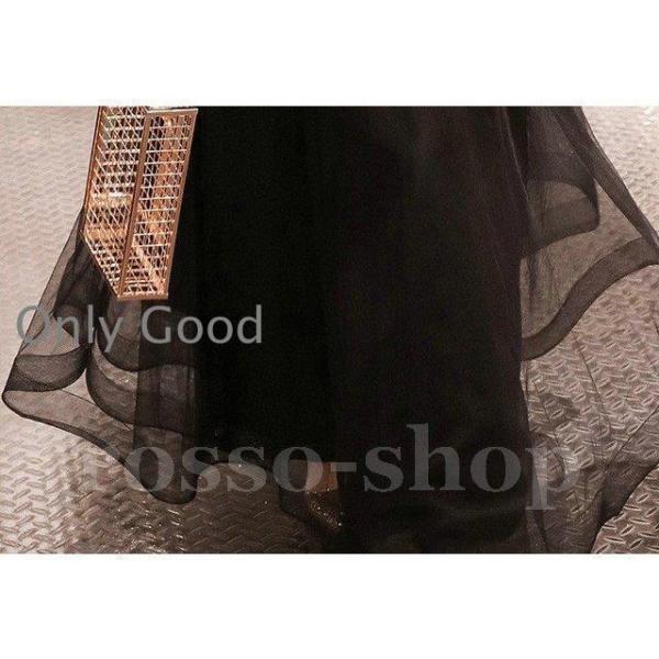 ドレス 黒 パーティードレス スパンコール キラキラ 袖あり イブニング