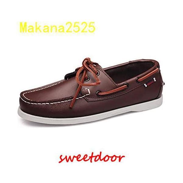 ボートシューズ メンズ デッキシューズ 本革 シューズ かかと踏める