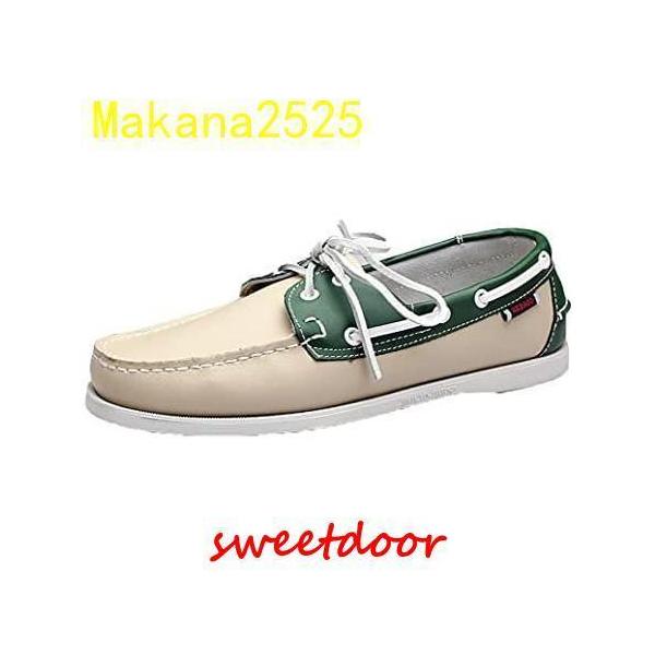 ボートシューズ メンズ デッキシューズ 本革 シューズ かかと踏める