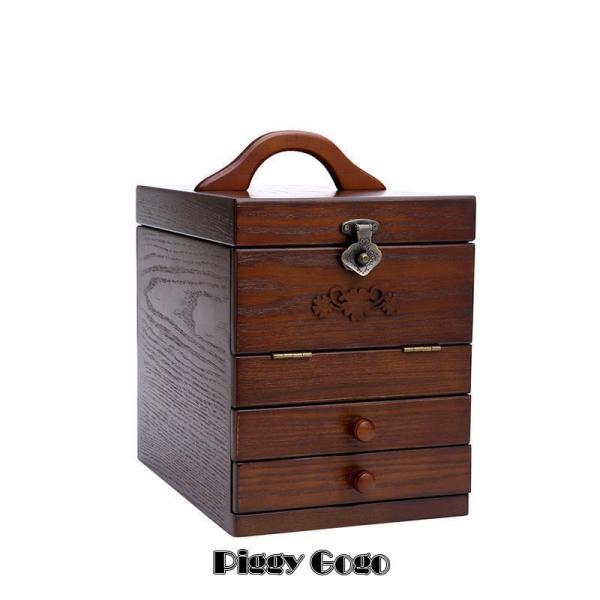 木製 メイクボックス コスメボックス 大容量 化粧箱 鏡付き 鏡台