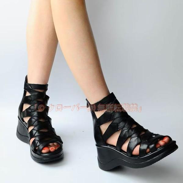 大きいサイズ グラディエーターサンダル オープントゥ ハイカット ブーツ レディース サンダル クローバー株式会社 ハイヒール 敬老の日 バックファスナー 夏