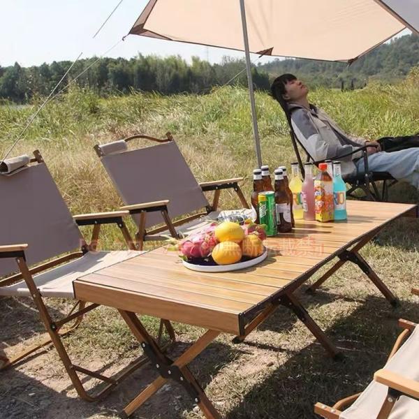 キャンプ テーブル アウトドア テーブル ロールテーブル 木製 60cm クローバー株式会社 ウッド ロール トップテーブル 折りたた