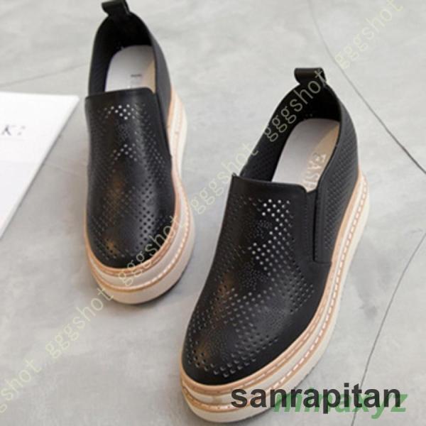 厚底 スリッポン レディース スニーカー インヒール 白 黒 クローバー株式会社 軽量 ローファー ラウンドトゥ ローカット カジュアル クッション性 シークレットシューズ 革 通気 厚底 スリッポン レディース スニーカー インヒール 白 黒 クローバー