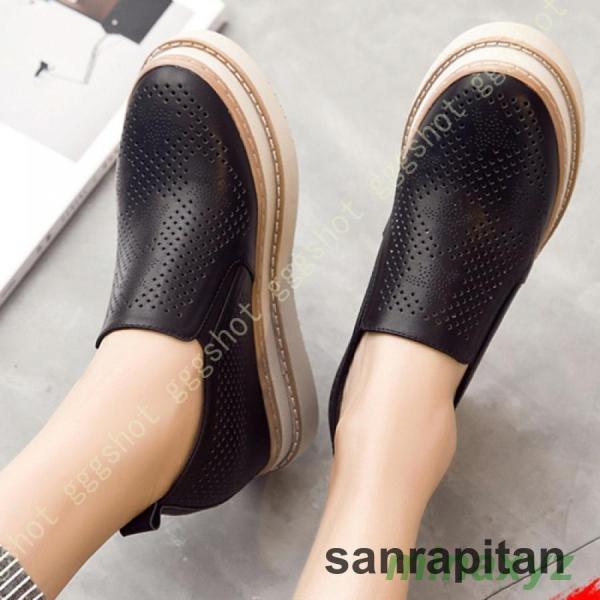 厚底 スリッポン レディース スニーカー インヒール 白 黒 クローバー