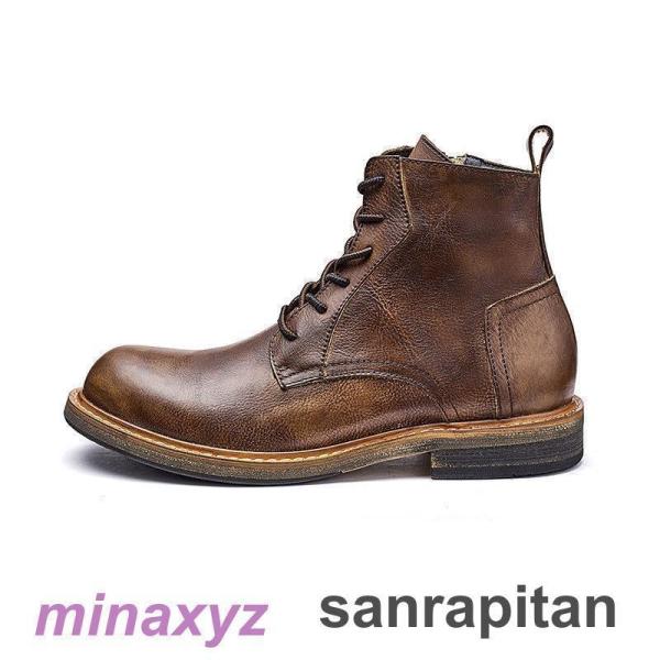 本革 ワークブーツ メンズ 牛革 トレッキングシューズ 登山靴