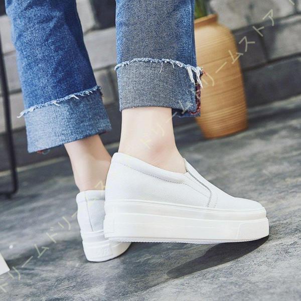 厚底 スニーカー スリッポン 厚底 本革 スリッポン レディース