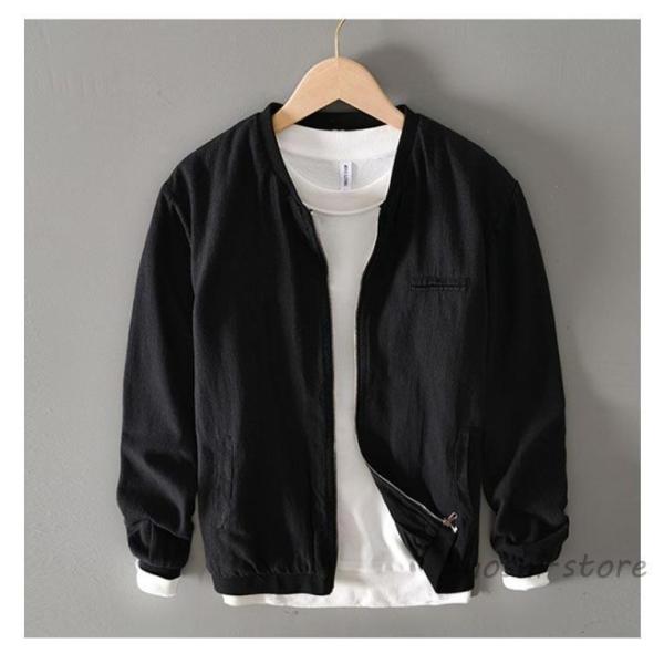 ジャケット メンズ 麻 リネン MA1 スタジャン リネンジャケット