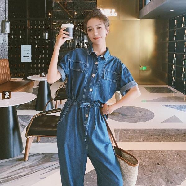 オールインワン レディース 夏 カジュアル 新作 夏服 夏コーデ クローバー株式会社 デニム ジャンプスーツ コンビネゾン ロングパンツ ウエストゴム ワイドパンツ 大人可愛い 韓国 オールインワン レディース 夏 カジュアル 新作 夏服 夏コーデ