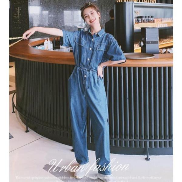 オールインワン レディース 夏 カジュアル 新作 夏服 夏コーデ クローバー株式会社 デニム ジャンプスーツ コンビネゾン ロングパンツ ウエストゴム ワイドパンツ 大人可愛い 韓国 オールインワン レディース 夏 カジュアル 新作 夏服 夏コーデ