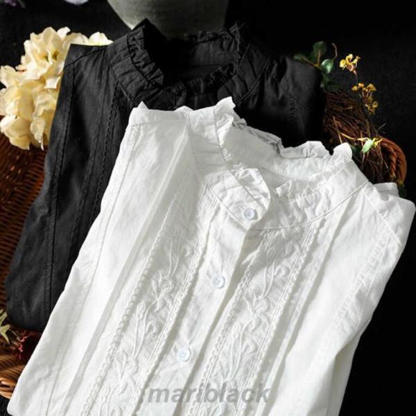 シャシャツ ブラウス レディース 春 夏 秋 長袖 クローバー株式会社 前