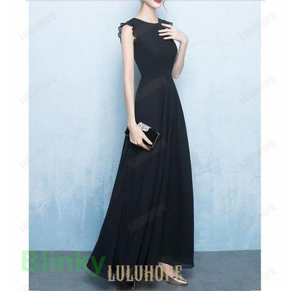 ロングドレス 黒 ワンピース 結婚式 演奏会用ドレス ピアノ発表会