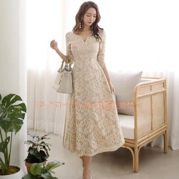 パーティードレス 結婚式 40代 20代 ロング 袖あり 長袖 クローバー