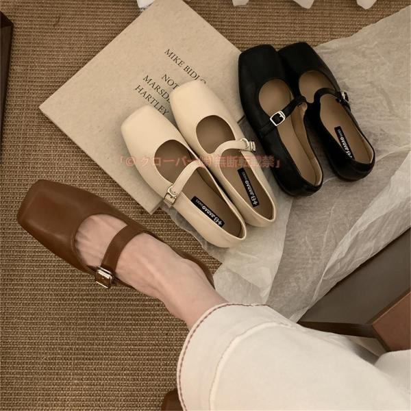 パンプス ストラップ 黒 チャンキーヒール 3.5cmヒール 痛くない スクエアトゥ クローバー株式会社 3E レザー レディース おしゃれ 可愛い 太めヒール 走れる 甲ストラップ 婦人靴