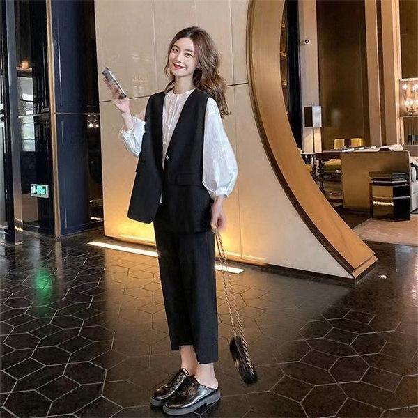 セットアップ テーパードパンツ 2点セット レディース ジレベスト