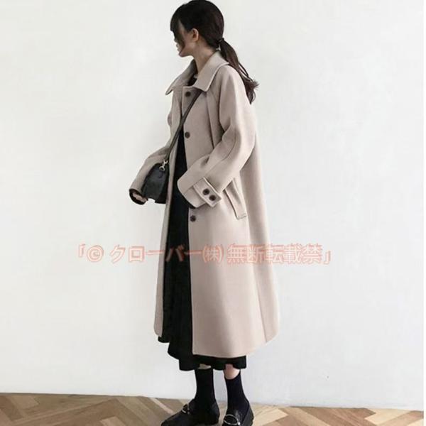 コート レディース チェスターコート ロング 黒 長袖 厚手 クローバー株式会社 ゆったり おしゃれ きれいめ 無地 防寒 暖かい