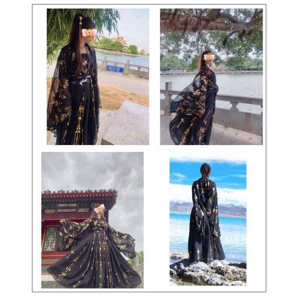 漢服 ドレス ハロウィン コスプレ 衣装 ブラック 黒 クローバー株式