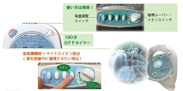 新林の滝 ( ブラック ) 扇風機 空気清浄機 マイナスイオン 脱臭 抗菌