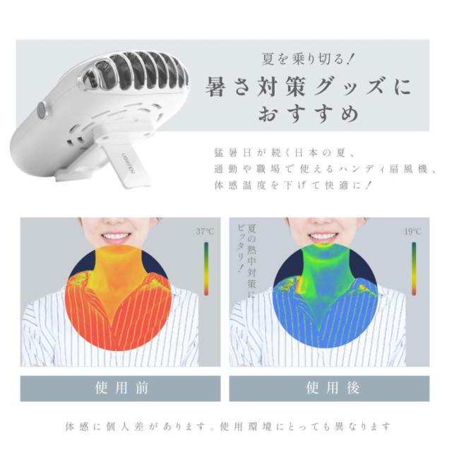 ハンディファン 首かけ扇風機 腰掛け 卓上 1台4役 多機能 ネックファン LED残量表示 手持ち 2000mAh 充電式 携帯 静音 熱中症対策