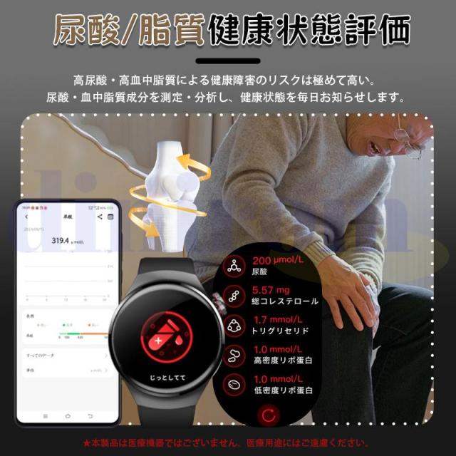 スマートウォッチ 医療レベル血糖値 健康管理 ECG心電図 体組成 血液成分分析 bluetooth5.3通話 体温 心拍数 血中酸素 音楽制御 血圧 睡眠監視 歩数計 新登場_4
