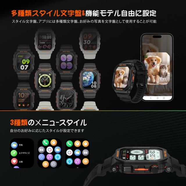 【2025年 新登場 GPS連携】スマートウォッチ Bluetooth通話機能 1.75インチ大画面 男女兼用 iPhone&アンドロイド対応 SMS/Line通知 音楽再生 運動記録_5