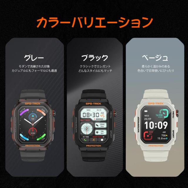 【2025年 新登場 GPS連携】スマートウォッチ Bluetooth通話機能 1.75インチ大画面 男女兼用 iPhone&アンドロイド対応 SMS/Line通知 音楽再生 運動記録_8