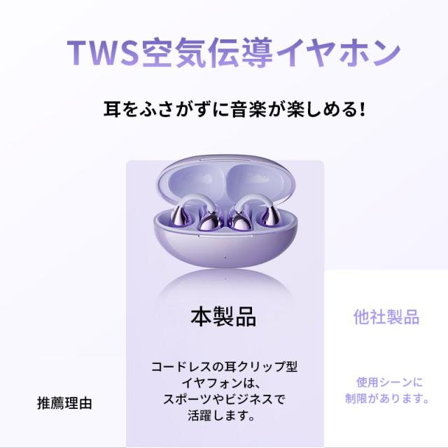 空気伝導イヤホン Bluetooth5.4 完全ワイヤレスイヤホン 最新モデル ながら聴き ENCノイズキャンセリング HiFi高音質 左右完全分離_2