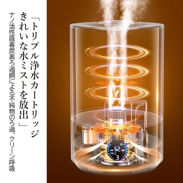加湿器 大容量 7.8L おしゃれ 卓上静音 高級超音波式 上から給水 省エネ 小型節電 LEDライト付き コンセント給電 北欧寝室 オフィス 自動秋冬乾燥 3段階 水噴霧