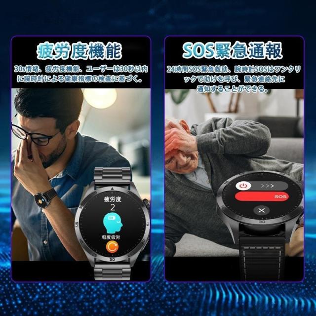 スマートウォッチ 日本製検出器 心電図ECG+PPG 血糖値 血圧位置づける 尿酸脂質 血中O 温度位置づける 24第四次元高明確さ心臓の鼓動数 お休み保護すること 活動写真量計 着信告げ知らせる 2025最