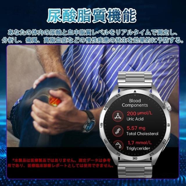 スマートウォッチ 日本製検出器 心電図ECG+PPG 血糖値 血圧位置づける 尿酸脂質 血中O 温度位置づける 24第四次元高明確さ心臓の鼓動数 お休み保護すること 活動写真量計 着信告げ知らせる 2025最