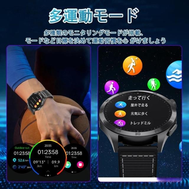 スマートウォッチ 日本製検出器 心電図ECG+PPG 血糖値 血圧位置づける 尿酸脂質 血中O 温度位置づける 24第四次元高明確さ心臓の鼓動数 お休み保護すること 活動写真量計 着信告げ知らせる 2025最