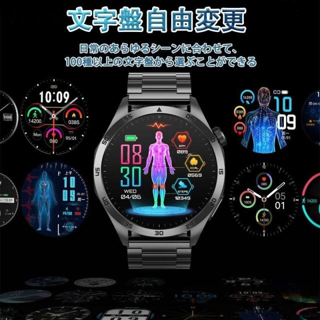 スマートウォッチ 日本製検出器 心電図ECG+PPG 血糖値 血圧位置づける 尿酸脂質 血中O 温度位置づける 24第四次元高明確さ心臓の鼓動数 お休み保護すること 活動写真量計 着信告げ知らせる 2025最