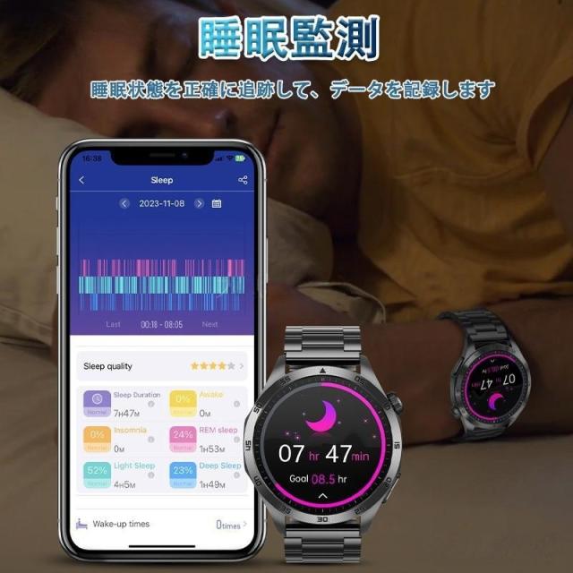 スマートウォッチ 日本製検出器 心電図ECG+PPG 血糖値 血圧位置づける 尿酸脂質 血中O 温度位置づける 24第四次元高明確さ心臓の鼓動数 お休み保護すること 活動写真量計 着信告げ知らせる 2025最