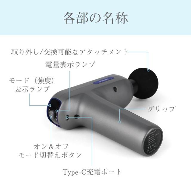 マッサージガン 筋膜リリース 振幅6mm ストレス解消 血流促進 乳酸排出 筋膜 筋肉 健康グッズ トレーニング USB充電式 小型 軽量_13