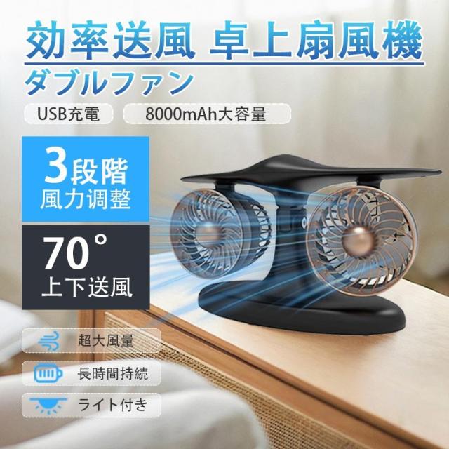 卓上扇風機 クリエイティブ飛行機の形 3段階調整 デスクトップ ジェットファン USB充電式 扇風機 ワンタッチ操作 大容量電池 大人向け 雰囲気ライト プレゼント