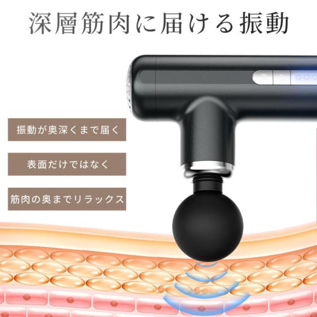 マッサージガン 筋膜リリース ガン マッサージ機 3200rpm 5段階振動 強力振動 5種類アタッチメント 320g超軽量 静音 12時間連続使用_5