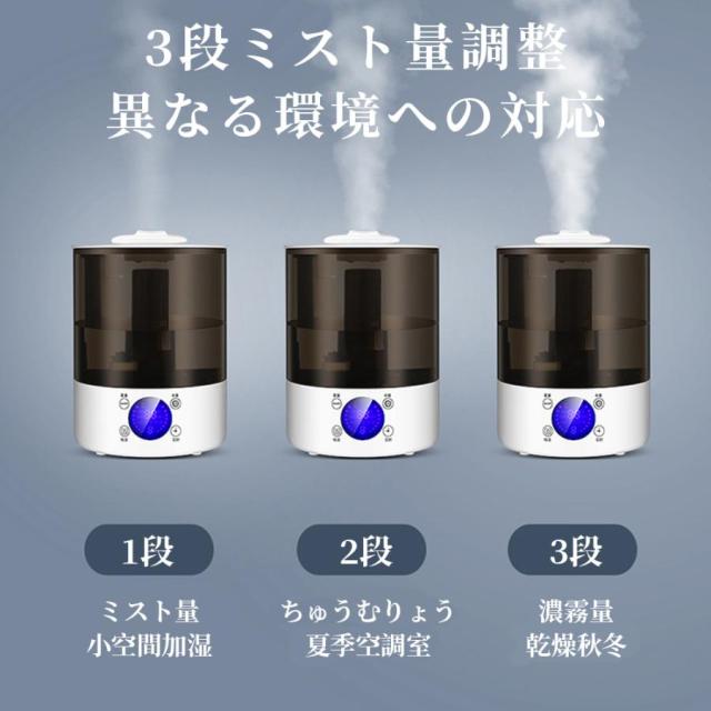 加湿器 uv除菌 大容量 3L 20畳 おしゃれ 卓上 空気清浄機 上から 