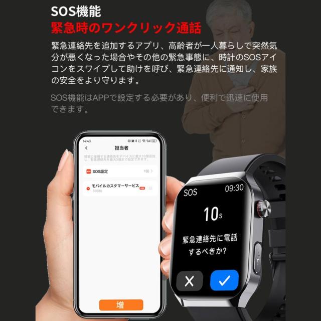 2025最新 スマートウォッチ 医療レベル 血圧 心拍数血液成分 体組成分析 通話機能 ECG心電図 血中脂質 尿酸 血中酸素 体温 日本製センサー SOS緊急連絡 ギフト_12