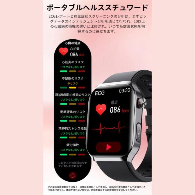 2025最新 スマートウォッチ 医療レベル 血圧 心拍数血液成分 体組成分析 通話機能 ECG心電図 血中脂質 尿酸 血中酸素 体温 日本製センサー SOS緊急連絡 ギフト_5