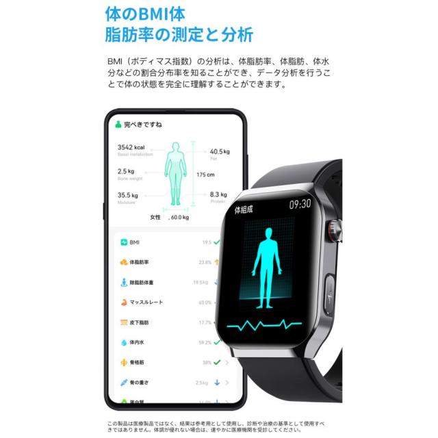 2025最新 スマートウォッチ 医療レベル 血圧 心拍数血液成分 体組成分析 通話機能 ECG心電図 血中脂質 尿酸 血中酸素 体温 日本製センサー SOS緊急連絡 ギフト_8