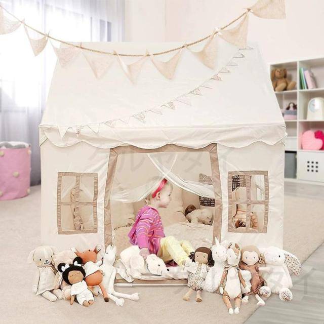 キッズテント 大型キッズプレイハウス 窓付き 洗いやすい 屋内外プレイテント 子供用小さな鳩のおもちゃ 女の子用 ニュートラルカラー 知育玩具 隠れ家 秘密基地 クーポン利用で〉キッズテント 大型キッズプレイハウス 窓付き 洗い