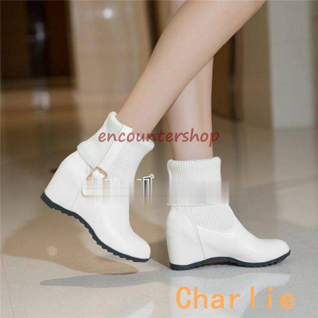 クーポン対象 年末セール ショートブーツ レディース ウェッジソールシューズ厚底 6ｃｍインヒールブーツ ブーツストレッチ エレガント 美脚ブーツ 通勤 お出かけ 大きいサイズ~26.5cm 送料無料 クリスマスギフト ギフトに最適