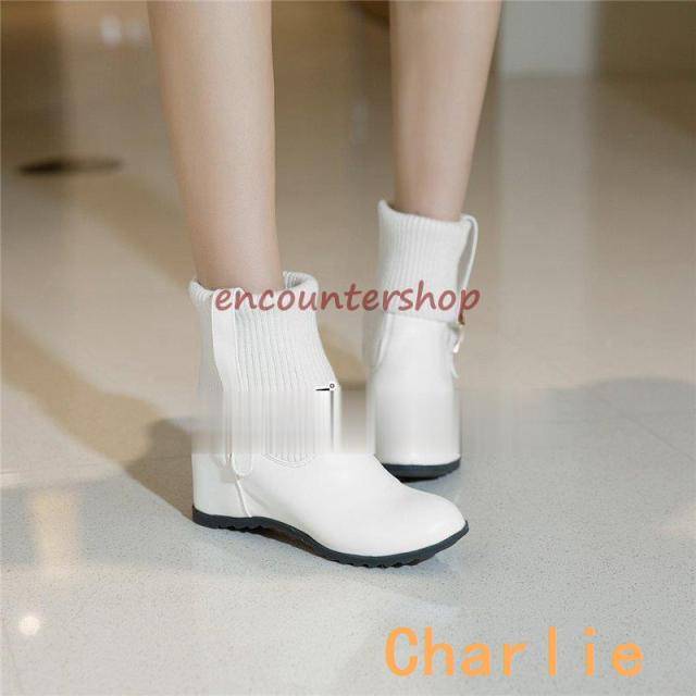 クーポン対象 年末セール ショートブーツ レディース ウェッジソールシューズ厚底 6ｃｍインヒールブーツ ブーツストレッチ エレガント 美脚ブーツ 通勤 お出かけ 大きいサイズ~26.5cm 送料無料 クリスマスギフト ギフトに最適