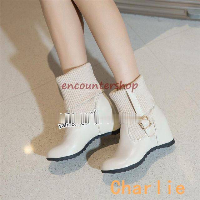 クーポン対象 年末セール ショートブーツ レディース ウェッジソールシューズ厚底 6ｃｍインヒールブーツ ブーツストレッチ エレガント 美脚ブーツ 通勤 お出かけ 大きいサイズ~26.5cm 送料無料 クリスマスギフト ギフトに最適