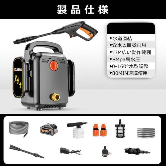 クーポン対象 年末セール 高圧洗浄機 2024 充電式 コードレス 8.0MPa 水道直結 自吸タイプ バッテリー併用 洗車 強力噴射 高水圧 業務用 家庭用 大掃除 掃除 消毒 送料無料 クリスマスギフト ギフトに最適