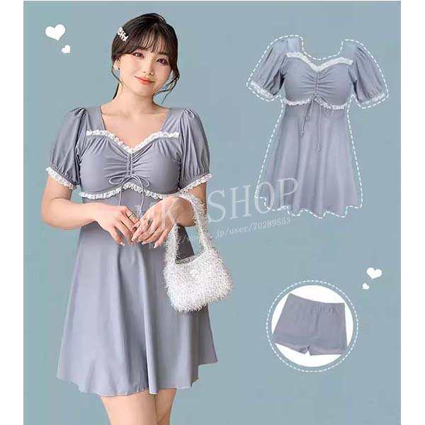 夏新作ぽっちゃり 水着 ワンピース 体型カバー 大きいサイズ2点セット insファッション半袖 露出控えめ オールインワン パッド付き 無地