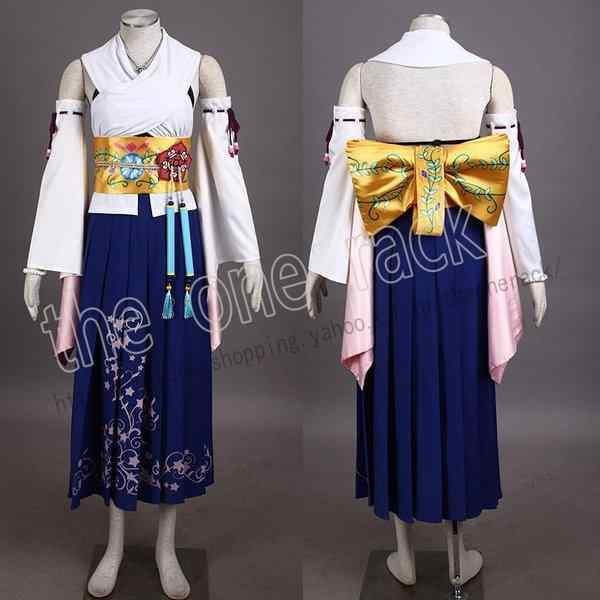 送料無料 ファイナルファンタジー FF10風 ユウナ 召喚師服 コスプレ 衣装 ウィッグ 道具杖 コスチューム 演出服 アニメ ゲーム ハロウィン cosplay 変装_1