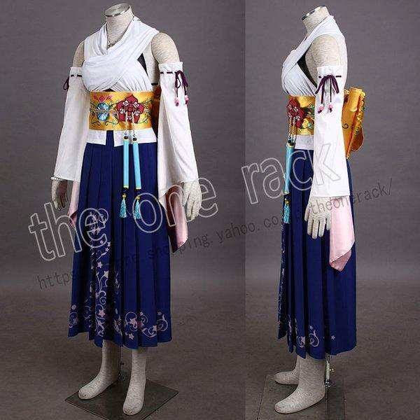 送料無料 ファイナルファンタジー FF10風 ユウナ 召喚師服 コスプレ 衣装 ウィッグ 道具杖 コスチューム 演出服 アニメ ゲーム ハロウィン cosplay 変装_2