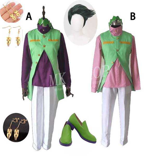 送料無料 ハロウィン ジョジョの奇妙な冒険 風 岸辺 露伴 きしべ ろはん コスプレ 衣装 男女兼用 ウィッグ cos靴 耳飾り  アニメ ゲーム ハロウィン cosplay 変装