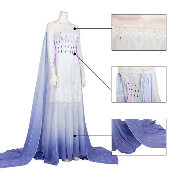 送料無料 アナと雪の女王 エルサ コスプレ 衣装 Elsa 姫様 ドレス 演出服 マント付き ワンピース レディー ス ウィッグ 大人サイズ エレガント 文化 祭 学園祭 ハロウェイン_3