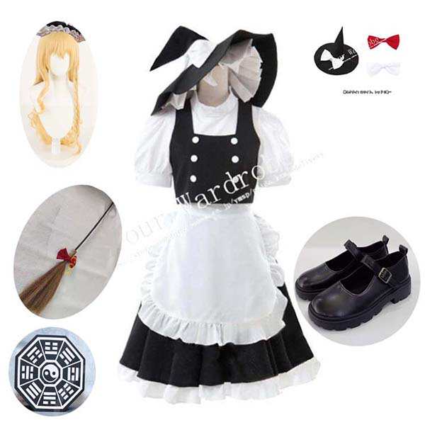 送料無料 東方プロジェクト 風 霧雨魔理沙 コスプレ 衣装 男女兼用 ウィッグ cos靴 道具 仮装 コスチューム ハロウィン イベント cosplay 撮影 祭り